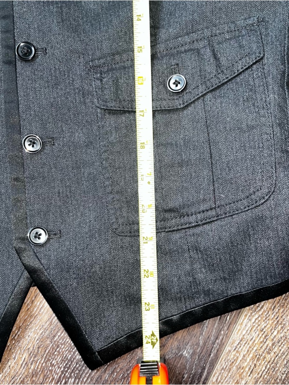 EXPRESS Menswear Charcoal Vest with Satin Adjustable Back & Piping Size Small - Picture 5 of 7